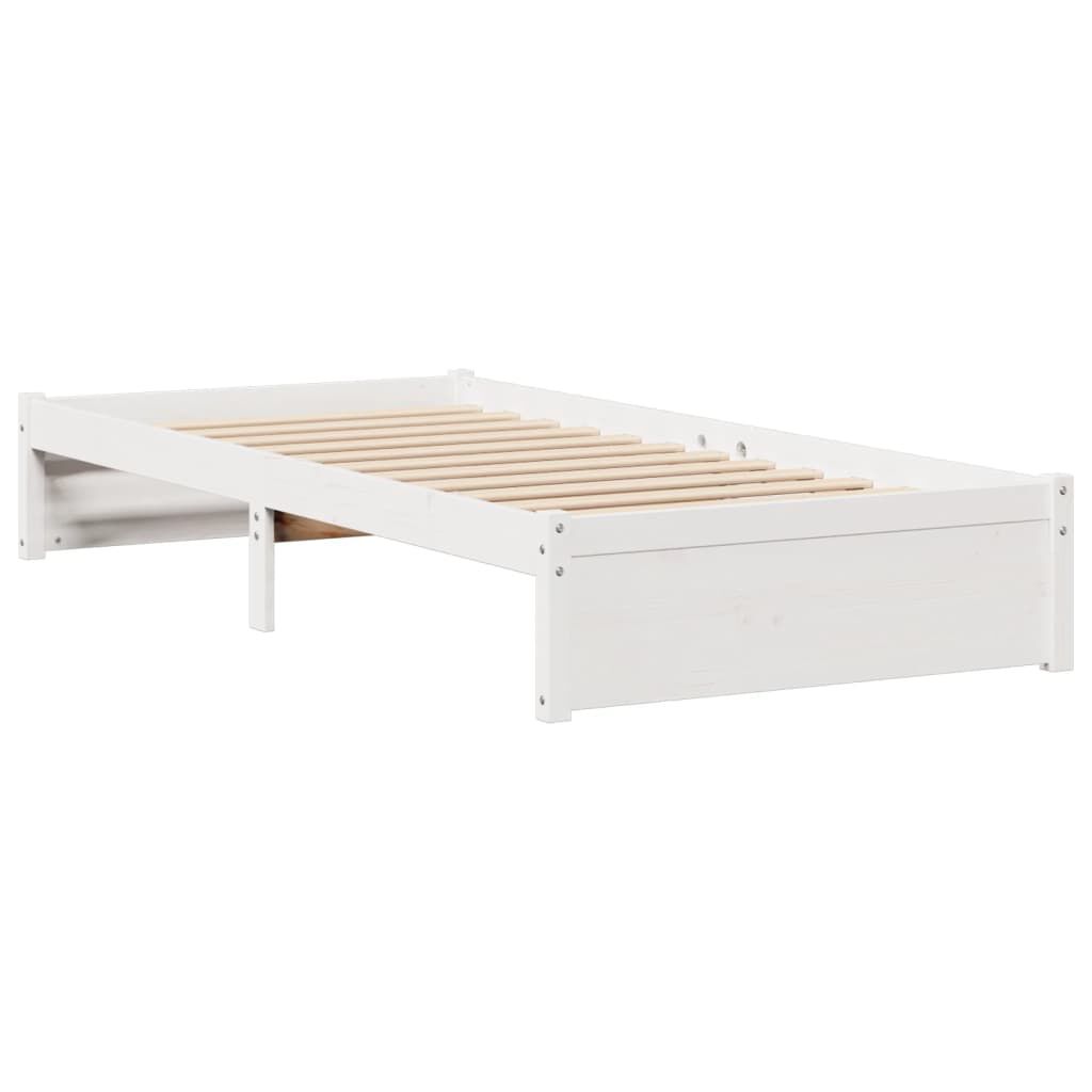 vidaXL Κρεβάτι Βιβλιοθήκη Χωρίς Στρώμα Λευκό 75x190 εκ Μασίφ Πεύκο