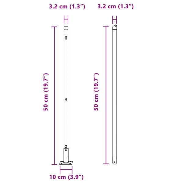vidaXL Στύλοι Φράχτη με Βάσεις 52 τμχ Ø32mm 50cm Γαλβανισμένο Χάλυβα