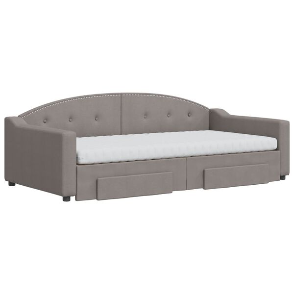 vidaXL Καναπές Κρεβάτι Συρόμενος Taupe 100x200εκ. Υφασμάτινος Συρτάρια