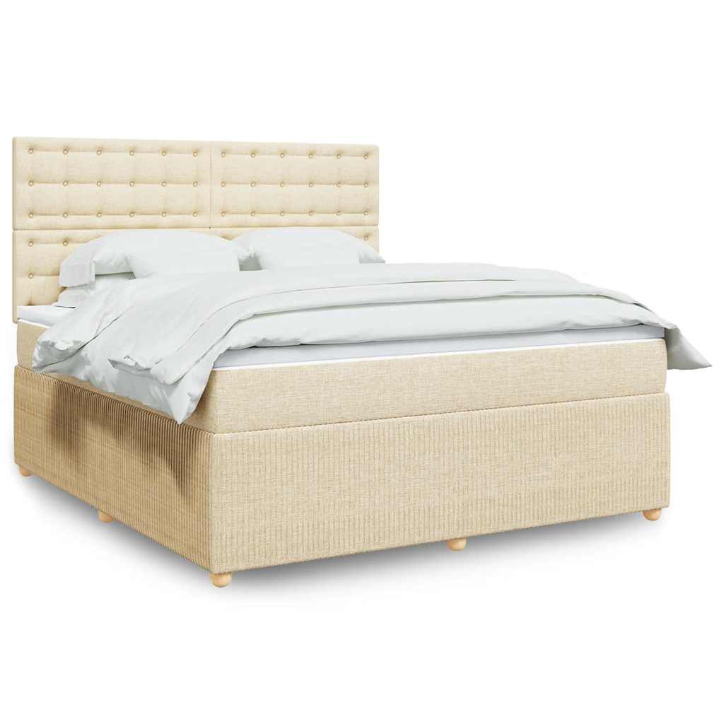 vidaXL Κρεβάτι Boxspring με Στρώμα Κρεμ 180x200 εκ. Υφασμάτινο