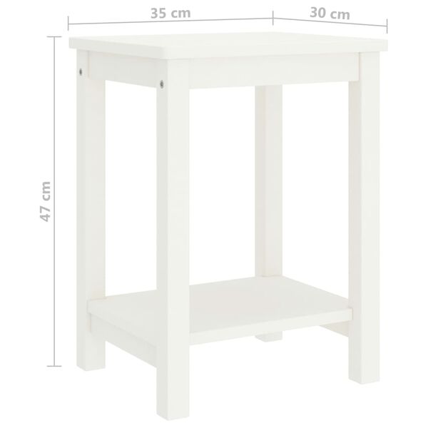 vidaXL Κομοδίνο Λευκό 35 x 30 x 47 εκ. από Μασίφ Ξύλο Πεύκου