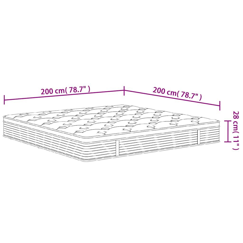 vidaXL Στρώμα με Pocket Springs Μεσαία Σκληρότητα 200 x 200 εκ.