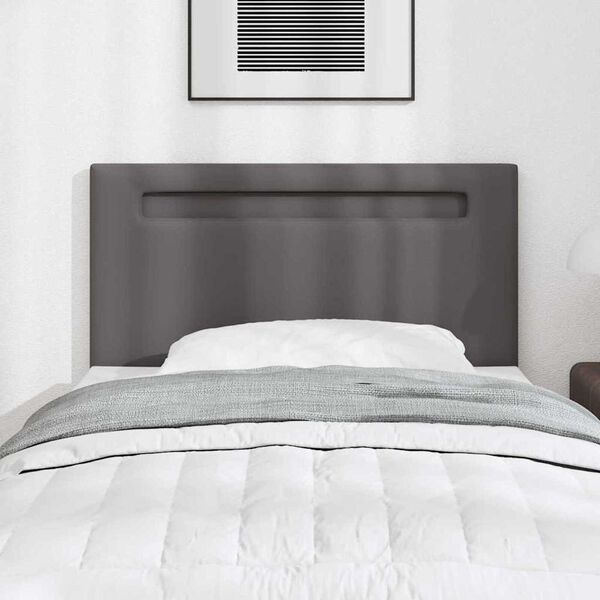 vidaXL Κεφαλάρι με φώτα λωρίδας LED Επιτοίχιο Γκρι 100 cm PVC