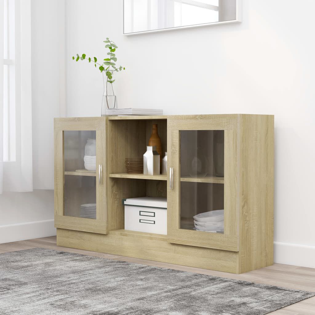 vidaXL Βιτρίνα Χρώμα Sonoma Δρυς 120 x 30,5 x 70 εκ. από Επεξ. Ξύλο