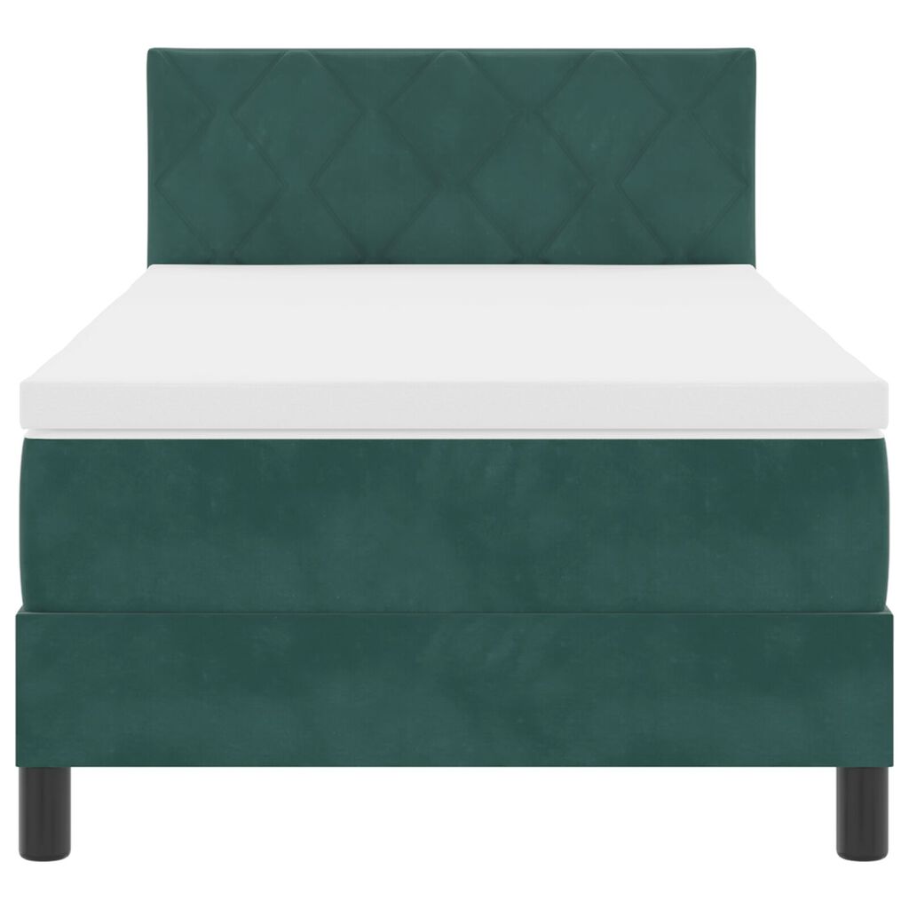κρεβάτι με στρώμα vidaXL Dark Green 90x200 εκ. Βελούδο