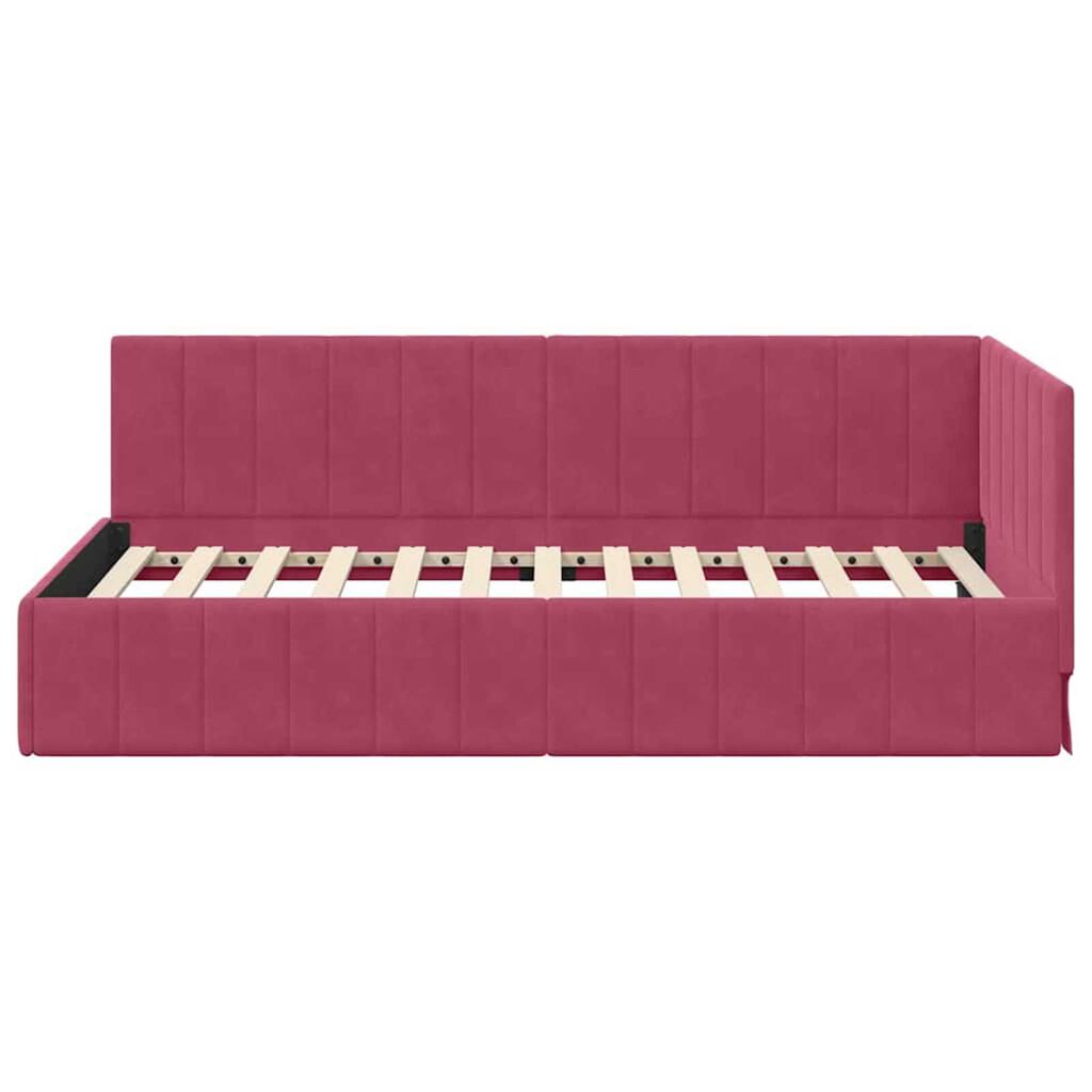 vidaXL Κρεβάτι Γωνίας με κεφαλάρι Μπορντό 90 x 190 cm Βελούδο