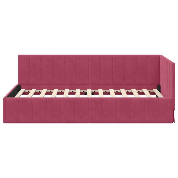 vidaXL Κρεβάτι Γωνίας με κεφαλάρι Μπορντό 90 x 190 cm Βελούδο