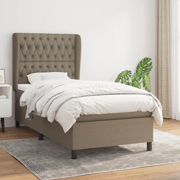 vidaXL &Kappa;&rho;&epsilon;&beta;ά&tau;&iota; Boxspring &mu;&epsilon; &Sigma;&tau;&rho;ώ&mu;&alpha; Taupe 100 x 200 &epsilon;&kappa;. &Upsilon;&phi;&alpha;&sigma;&mu;ά&tau;&iota;&nu;&omicron;