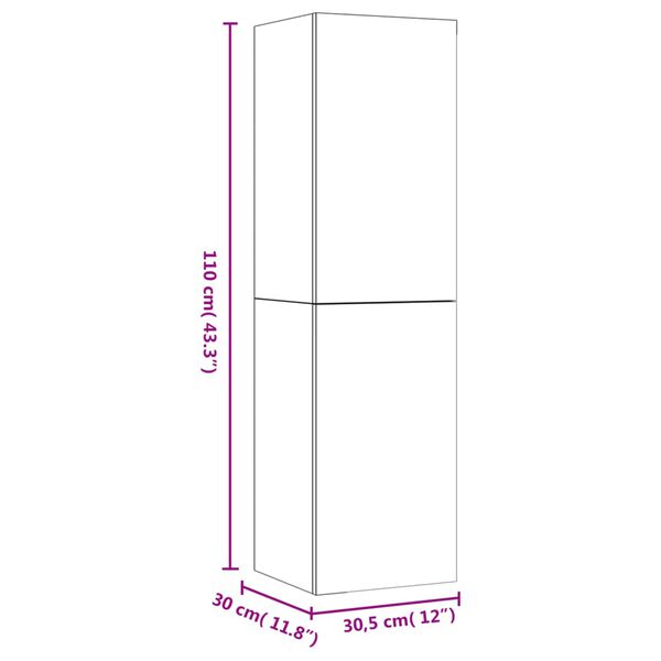vidaXL Έπιπλο Τηλεόρασης 2 τεμ. Sonoma Δρυς 30,5x30x110εκ. Επεξ. Ξύλο