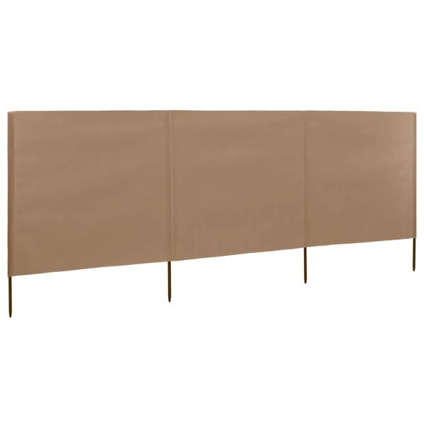 vidaXL Προστατευτικό Αέρα με 3 Πάνελ Taupe 400 x 160 εκ. Υφασμάτινο