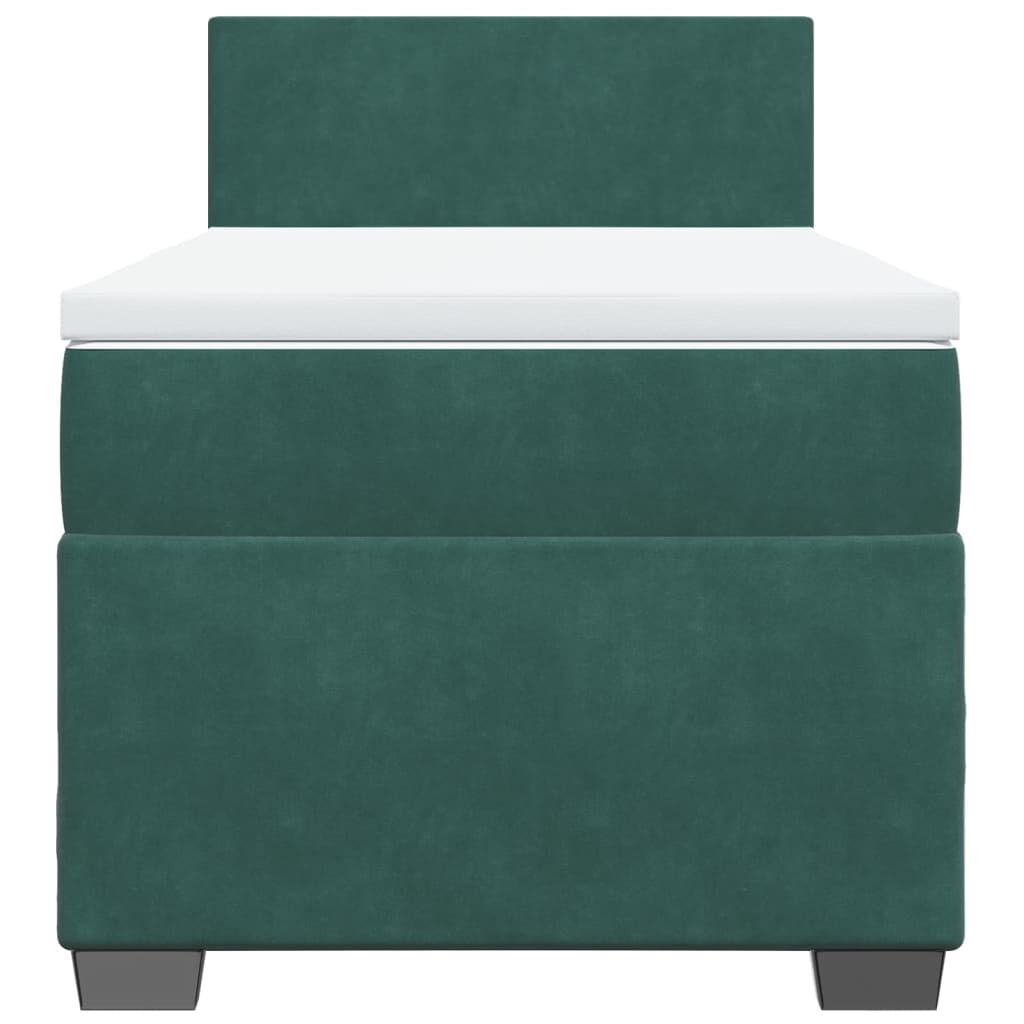 vidaXL Κρεβάτι Boxspring με Στρώμα Σκούρο Πράσινο 80x200 εκ. Βελούδινο