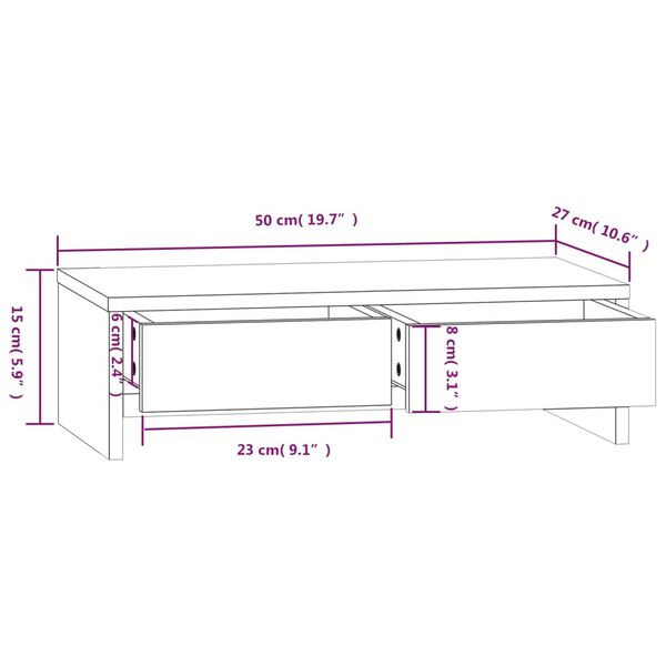 vidaXL Βάση Οθόνης 50 x 27 x 15 εκ. από Μασίφ Ξύλο Πεύκου