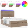 vidaXL Οθωμανικό κρεβάτι με στρώμα & LEDs Cappucino Faux Leather