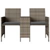 vidaXL Καναπές Κήπου Διθέσιος με Τραπέζι & Σκαμπό Γκρι Συνθ. Ρατάν