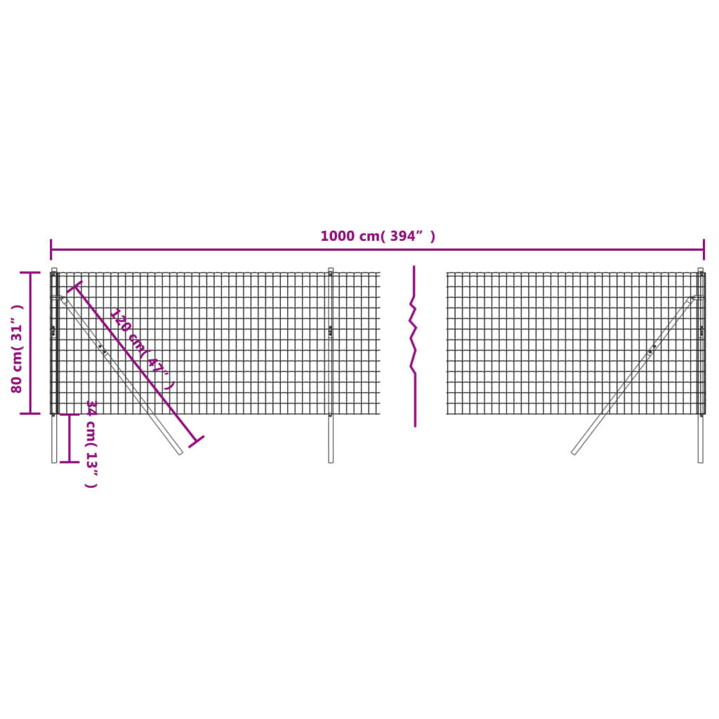 vidaXL Συρματόπλεγμα Περίφραξης Ανθρακί 0,8 x 10 μ. από Γαλβαν. Ατσάλι