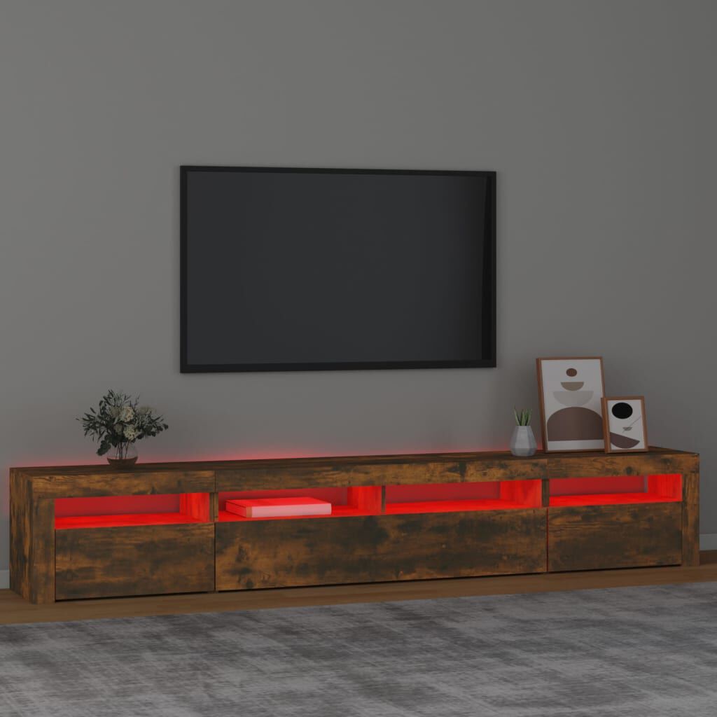 vidaXL Έπιπλο Τηλεόρασης με LED Καπνιστή Δρυς 240x35x40 εκ.