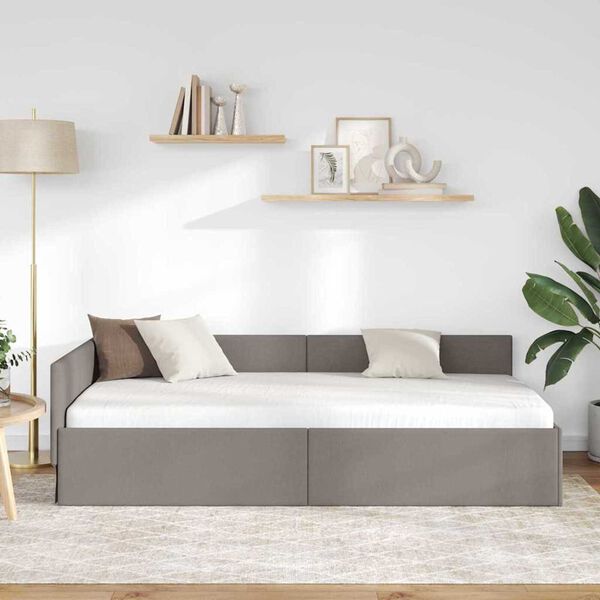 vidaXL Κρεβάτι Γωνίας Taupe 80 x 200 cm Ύφασμα και Έργο ξύλου