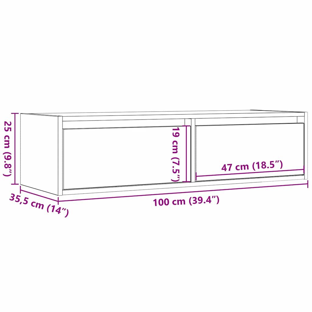 vidaXL Έπιπλο Τηλεόρασης με LED Γκρι Sonoma 100X35,5x25 εκ.