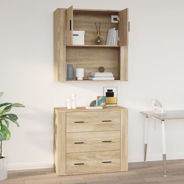 vidaXL Ντουλάπι Τοίχου Sonoma Δρυς 80x33x80 εκ. Επεξεργασμένο Ξύλο