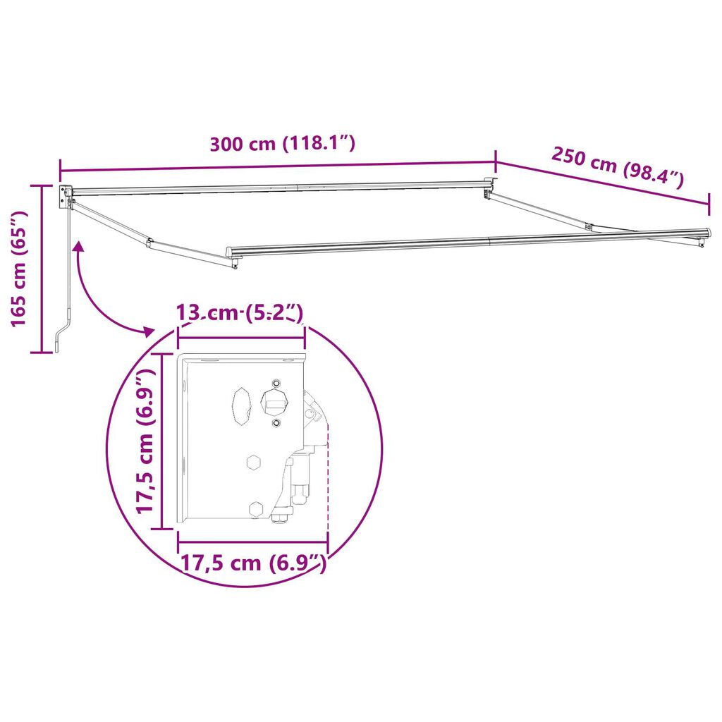vidaXL Ανασυρόμενη τέντα Πολυχρωμία 300x250 εκ.