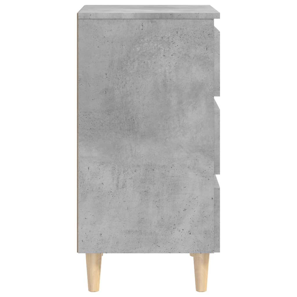 vidaXL Κομοδίνο Γκρι Σκυροδέματος 40 x 35 x 69 εκ. Μασίφ Ξύλινα Πόδια