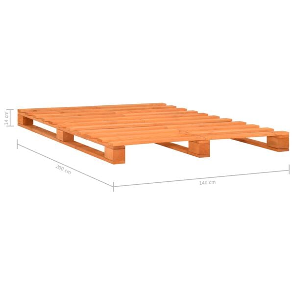 vidaXL Πλαίσιο Κρεβατιού Καφέ 140 x 200 εκ. Παλέτες Μασίφ Ξύλο Πεύκου