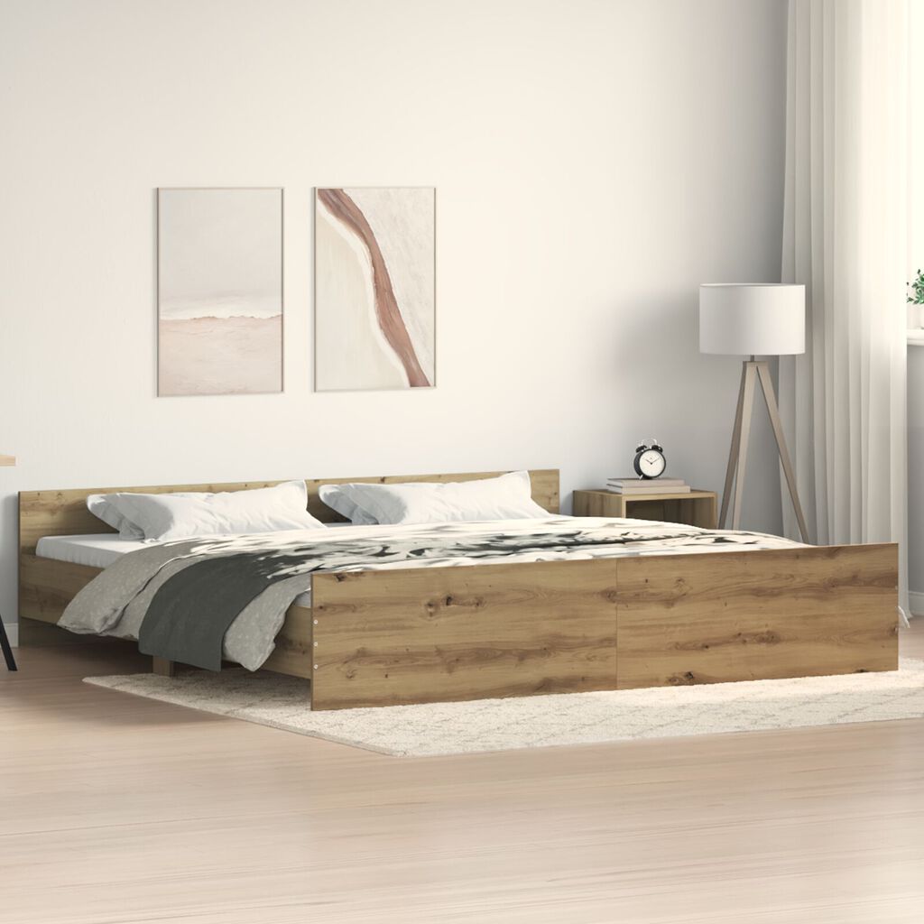 vidaXL Κρεβάτι Artisan Oak 200x200 εκ Επεξεργασμένο ξύλο