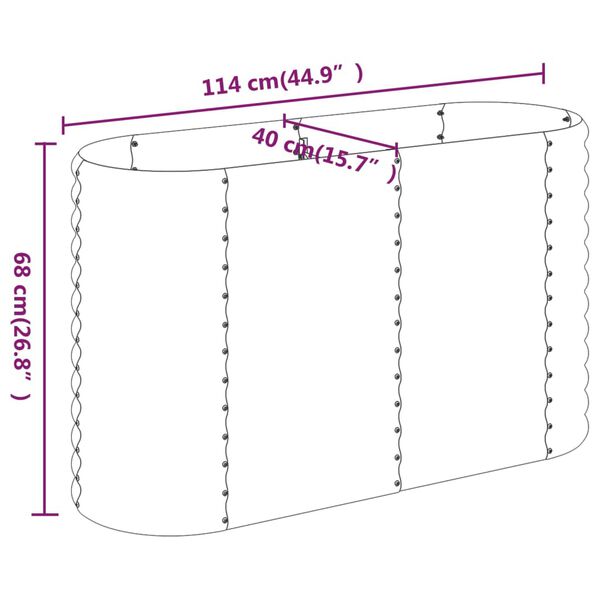 vidaXL Ζαρντινιέρα Ανθρακί 114x40x68 εκ Ατσάλι με Ηλεκτρ. Βαφή Πούδρας