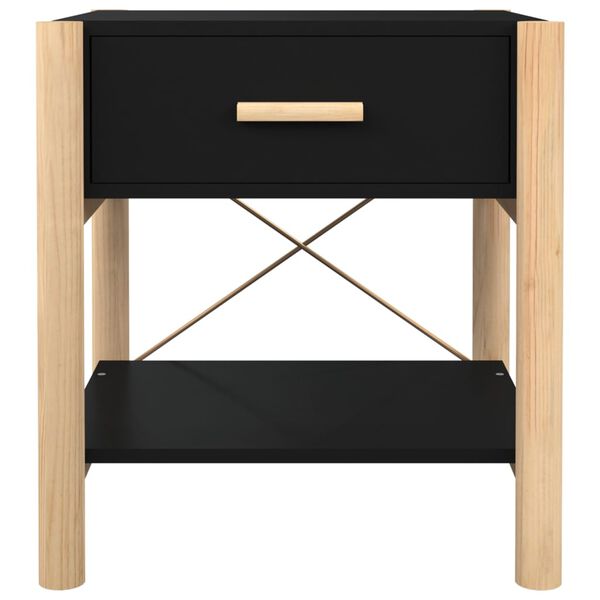 vidaXL Κομοδίνα 2 τεμ. Μαύρα 42 x 38 x 45 εκ. από Επεξεργασμένο Ξύλο