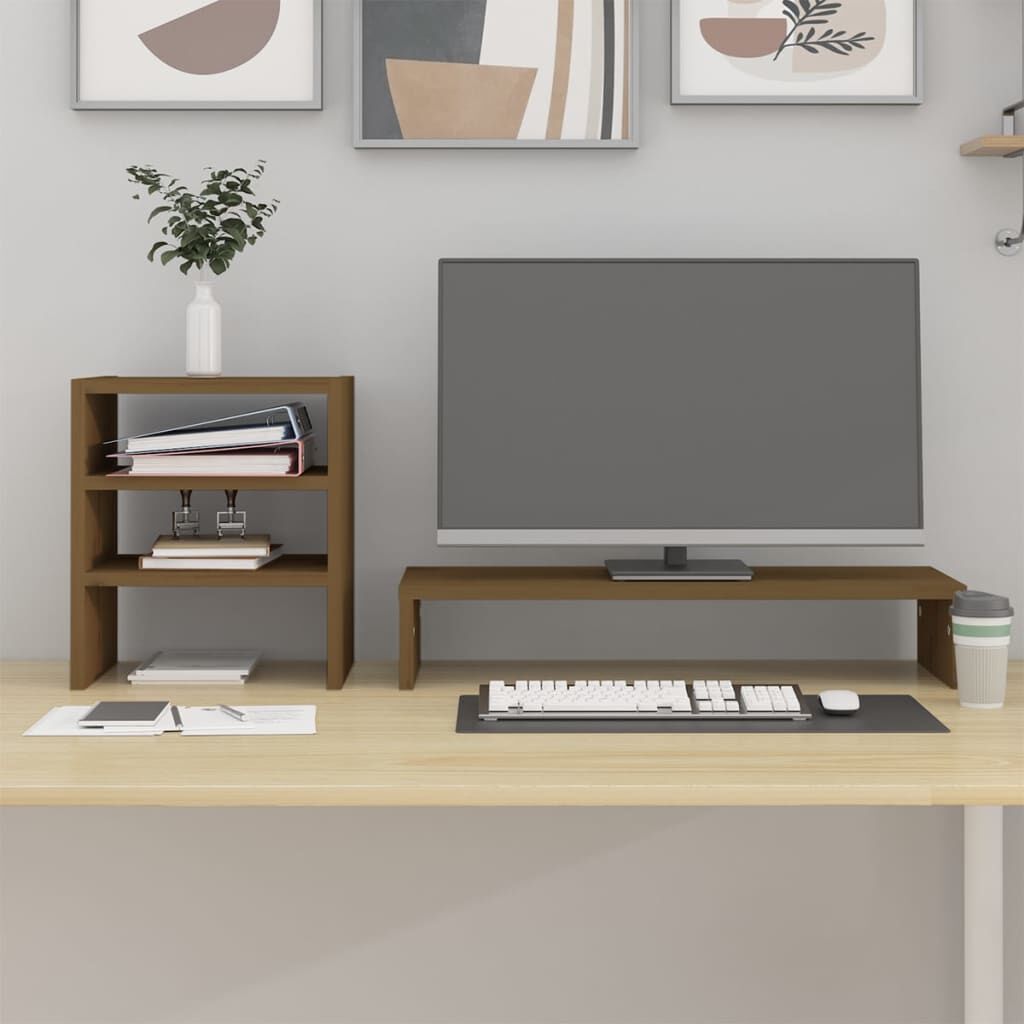 vidaXL Βάση Οθόνης Καφέ 81x20x30 εκ. από Μασίφ Ξύλο Πεύκου