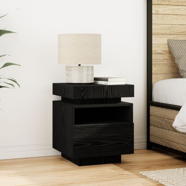 vidaXL Κομοδίνο Μαύρη δρυς 40 x 39 x 48.5 εκ. Επεξεργασμένο ξύλο
