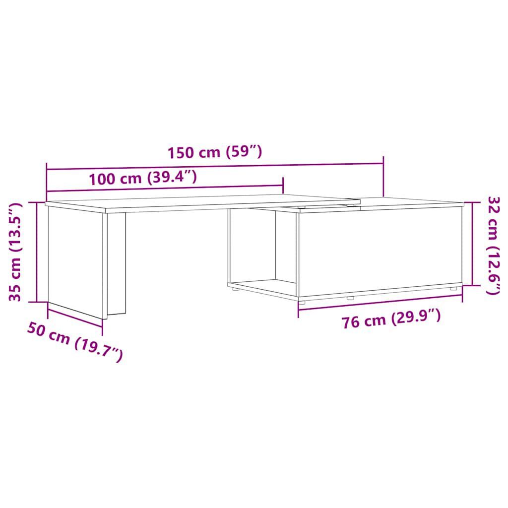 vidaXL Τραπεζάκι Σαλονιού Παλιό ξύλο 150 x 50 x 35 εκ. από Μοριοσανίδα