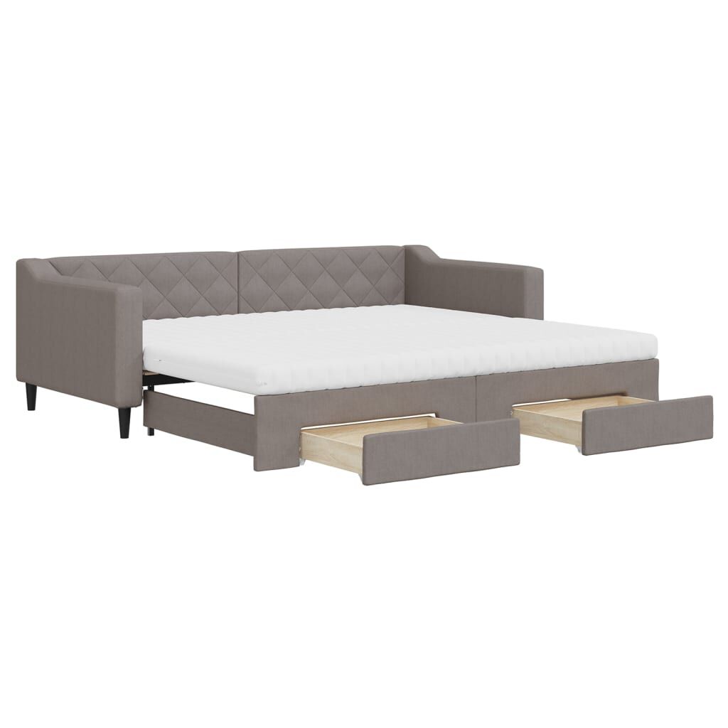 vidaXL Καναπές Κρεβάτι Συρόμενος Taupe 90x200 εκ. Ύφασμα & Συρτάρια