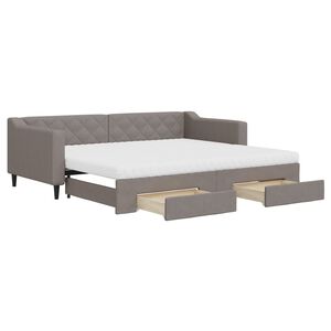vidaXL Καναπές Κρεβάτι Συρόμενος Taupe 90x200 εκ. Ύφασμα & Συρτάρια