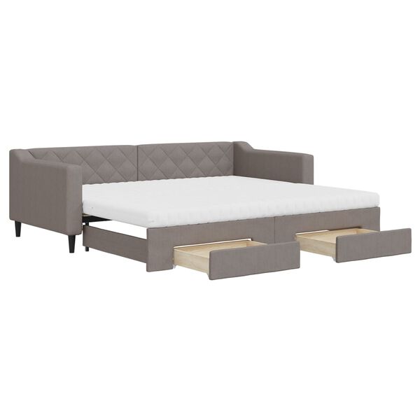 vidaXL Καναπές Κρεβάτι Συρόμενος Taupe 90x200 εκ. Ύφασμα & Συρτάρια