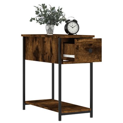 vidaXL Κομοδίνο Καπνιστή Δρυς 30 x 60 x 60 εκ. από Επεξεργασμένο Ξύλο