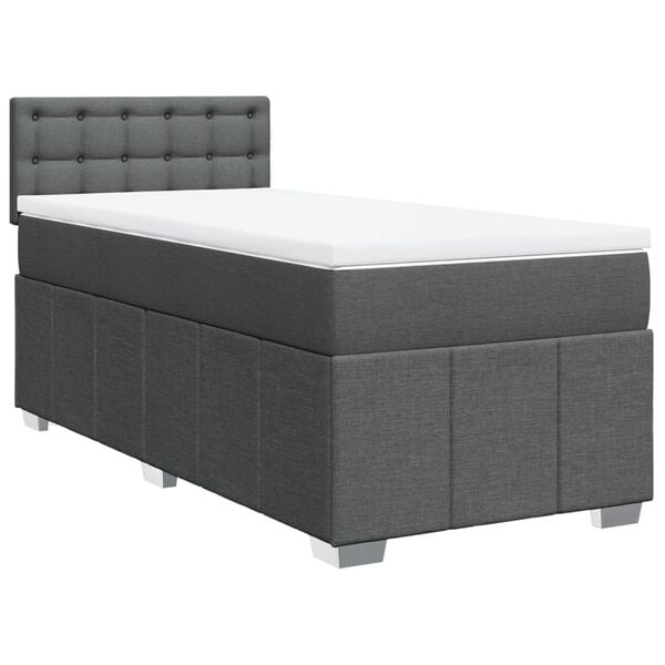 vidaXL Κρεβάτι Boxspring με Στρώμα Σκούρο Γκρι 100x200 εκ. Υφασμάτινο