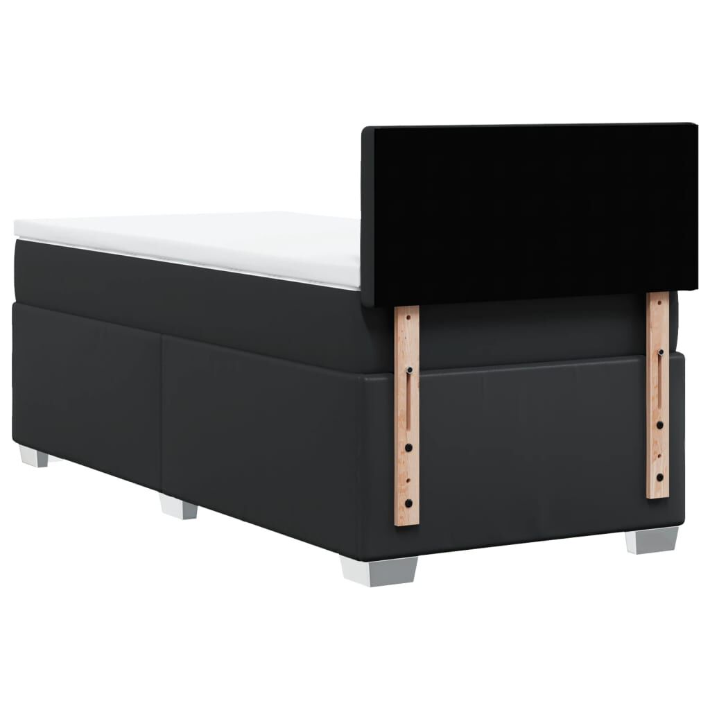 vidaXL Κρεβάτι Boxspring με Στρώμα Μαύρο 90x190εκ. από Συνθετικό Δέρμα