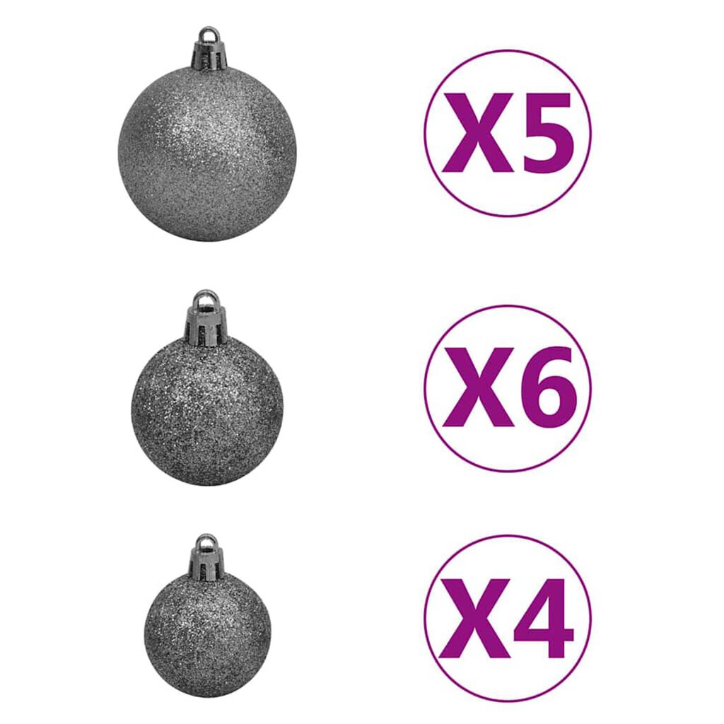 vidaXL Τεχνητό Χριστουγεννιάτικο Δέντρο LED & Σετ Μπαλών Πράσινο 150 cm PET