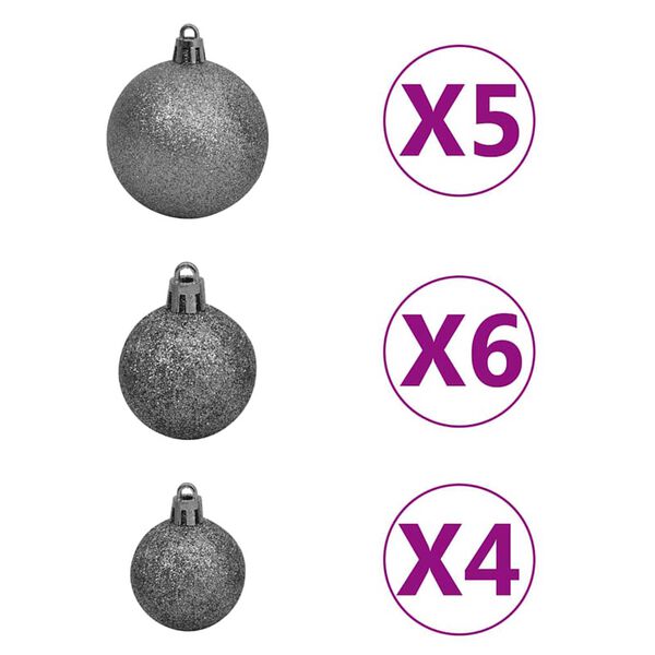 vidaXL Τεχνητό Χριστουγεννιάτικο Δέντρο LED & Σετ Μπαλών Πράσινο 150 cm PET