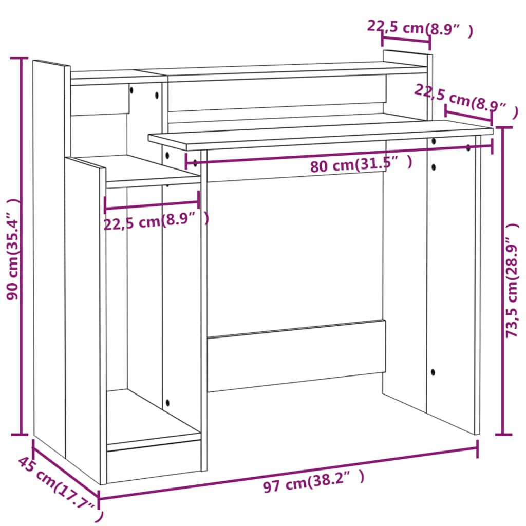 vidaXL Γραφείο με LED Γκρι Sonoma 97x45x90 εκ. Επεξεργ. Ξύλο