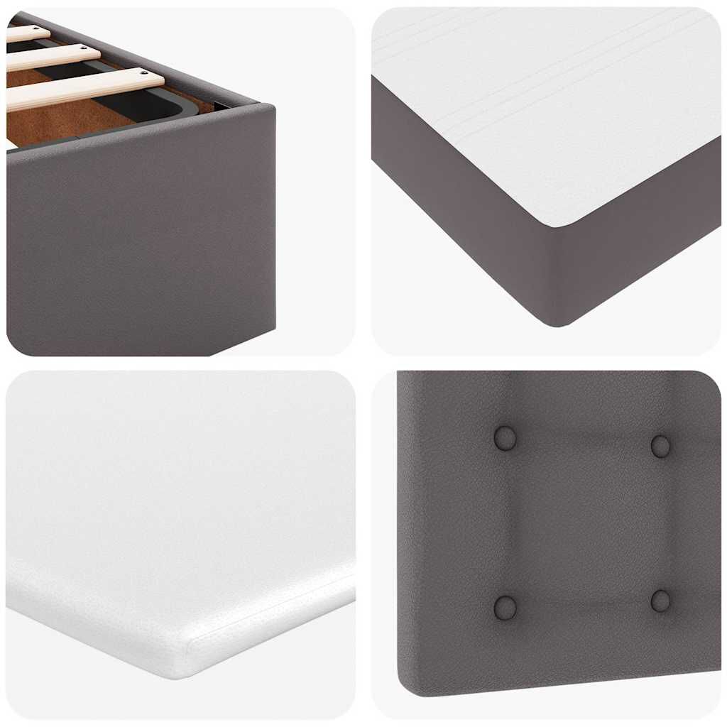 vidaXL Οθωμανικό κρεβάτι με στρώματα Γκρι 200x200cm Faux Leather
