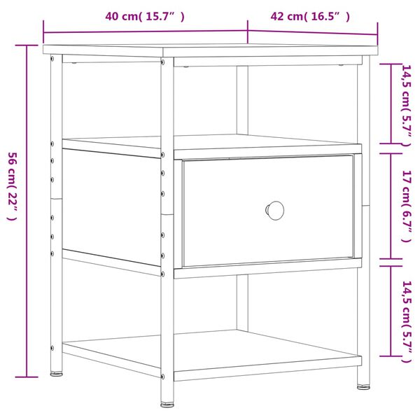 vidaXL Κομοδίνο Γκρι Sonoma 40 x 42 x 56 εκ. από Επεξεργασμένο Ξύλο