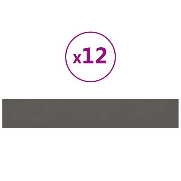 vidaXL Πάνελ Τοίχου 12 τεμ. Σκούρο γκρι 90 x 15 εκ. 1,62 μ² Βελούδινα