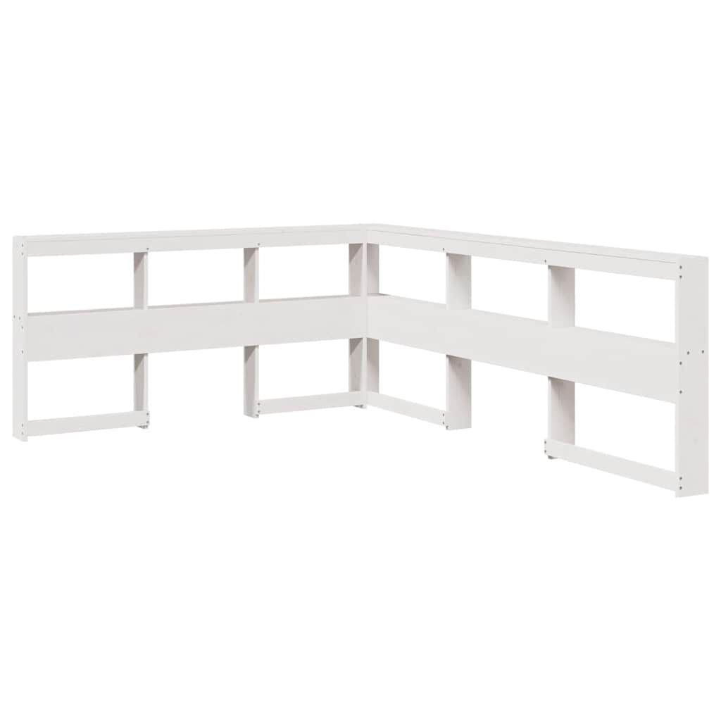 vidaXL Κρεβάτι Βιβλιοθήκη Χωρίς Στρώμα Λευκό 135x190 εκ Μασίφ Πεύκο