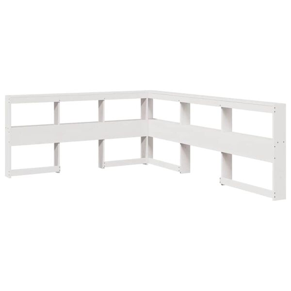 vidaXL Κρεβάτι Βιβλιοθήκη Χωρίς Στρώμα Λευκό 135x190 εκ Μασίφ Πεύκο