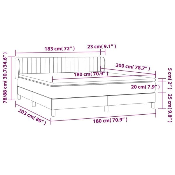 vidaXL Κρεβάτι Boxspring με Στρώμα Taupe 180x200 εκ. Υφασμάτινο