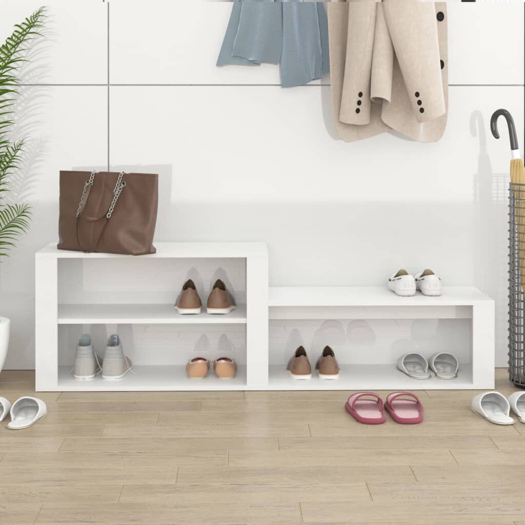 vidaXL Παπουτσοθήκη Γυαλιστερό Λευκό 150x35x45 εκ. Επεξεργασμένο Ξύλο
