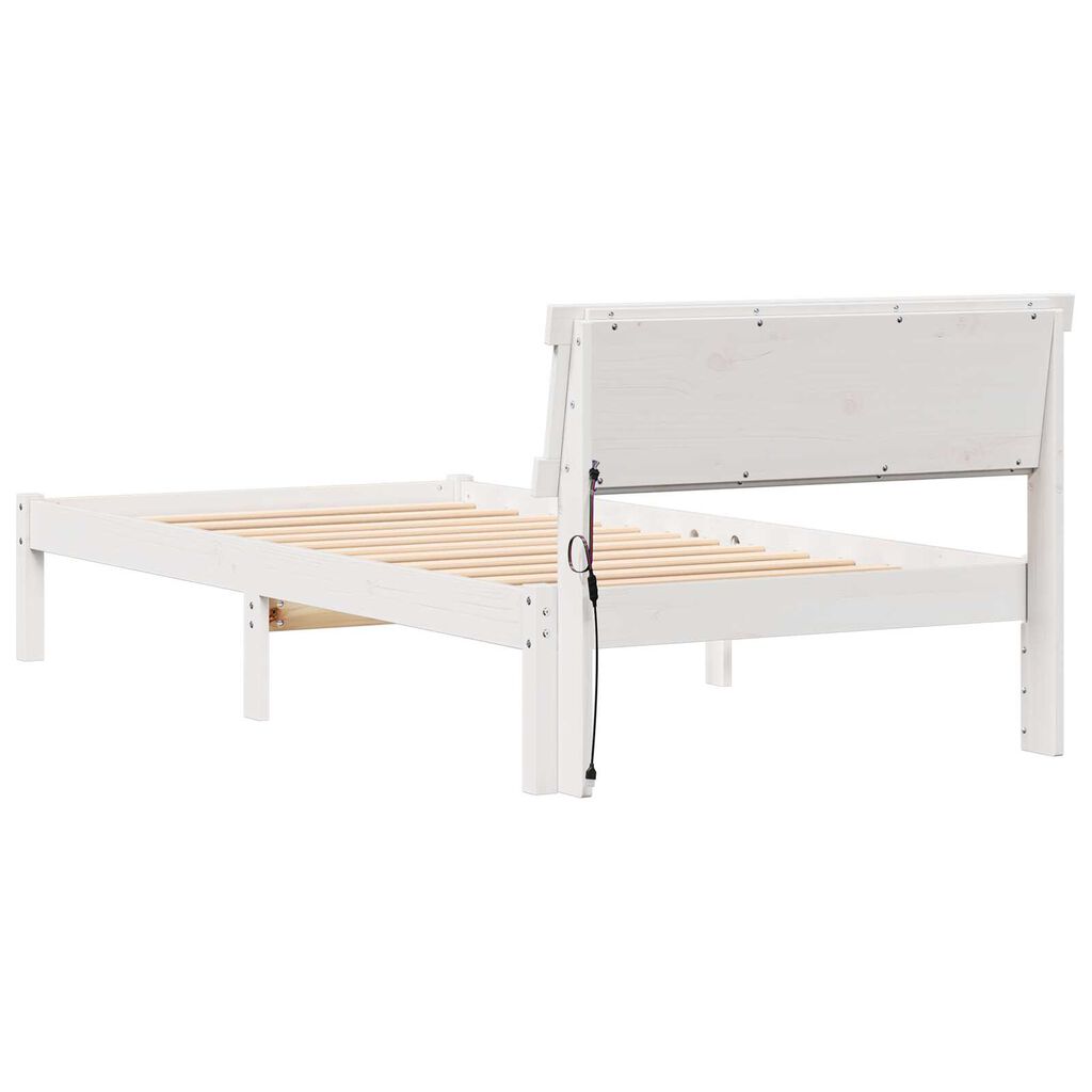 vidaXL Σκελετός Κρεβατιού Λευκό 90 x 190 cm Συμπαγές ξύλο πεύκου