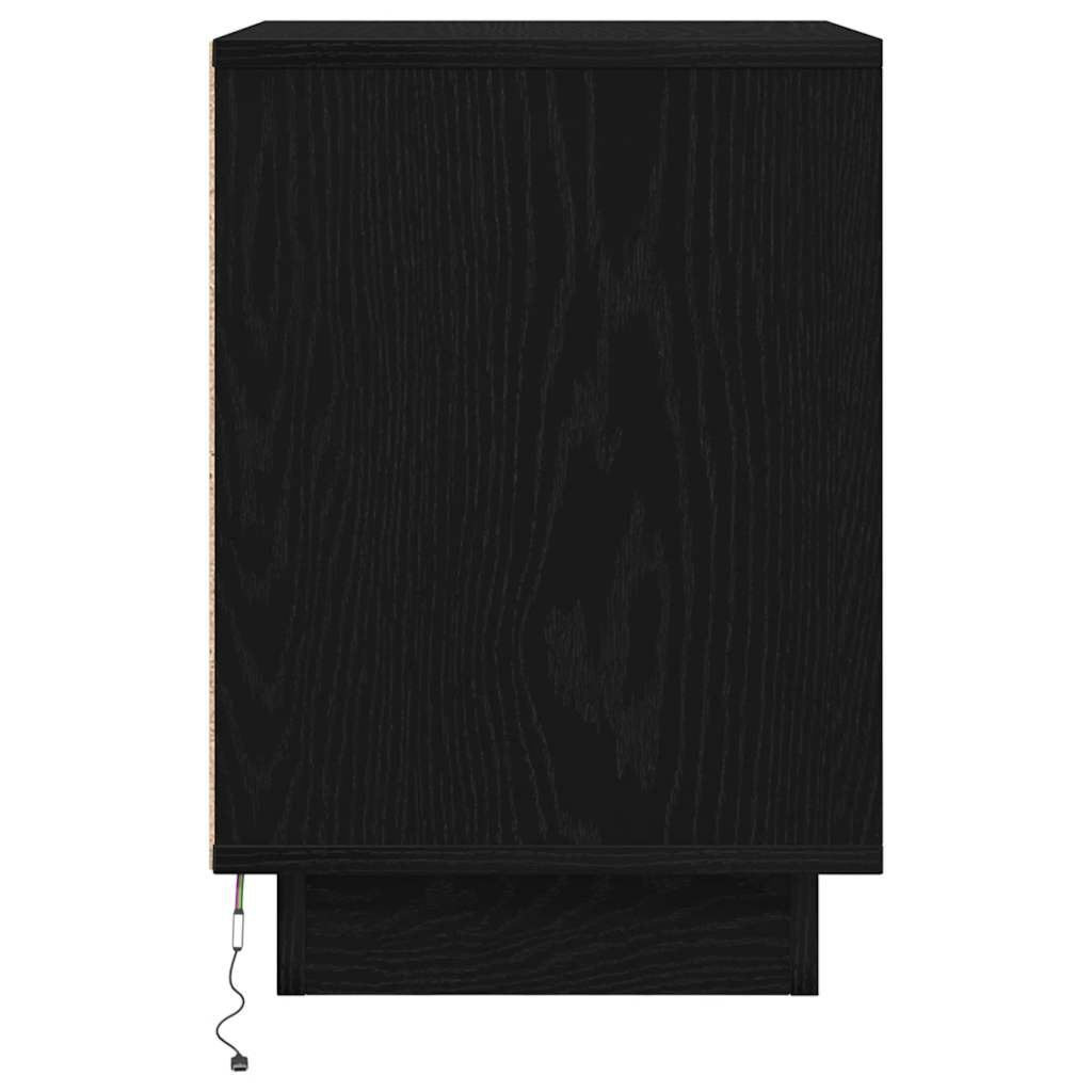 vidaXL Κομοδίνα με φώτα LED 2 τεμάχια Μαύρο 38x34x50 cm